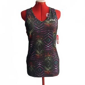 Fila geometric racerback tank top size large nwt